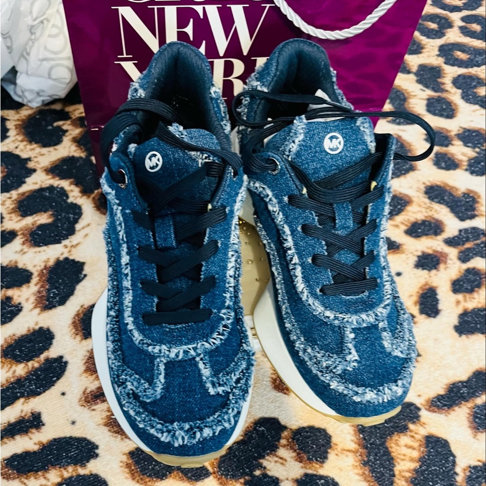 Michael Kors Ari Frayed Denim Trainer - Picture 9 of 14